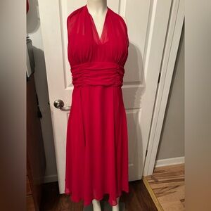 Connected Apparel Red Halter Dress